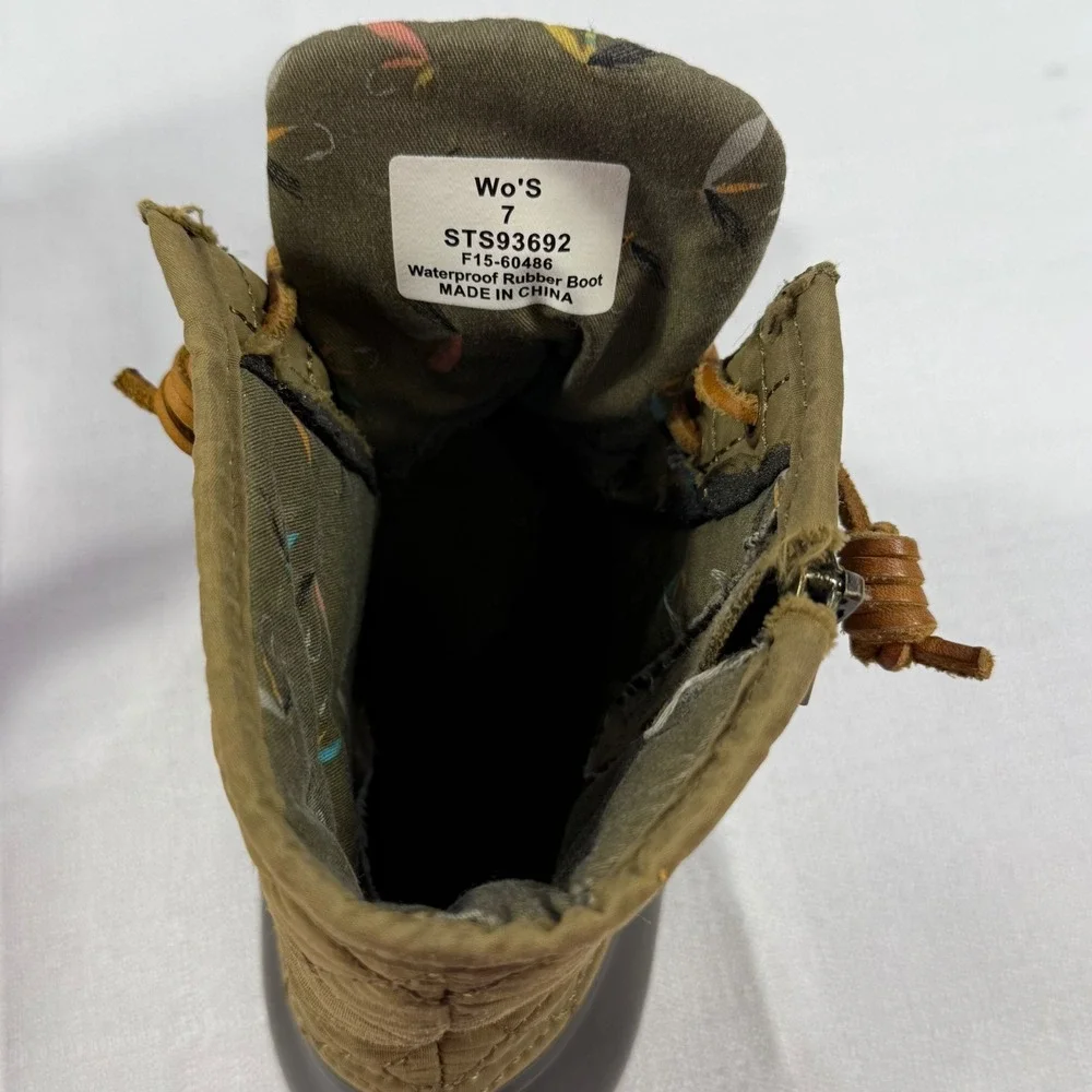 Sperry Top-Sider Women's‎ Quilted Olive Green Waterproof Duck Boots - Size 7